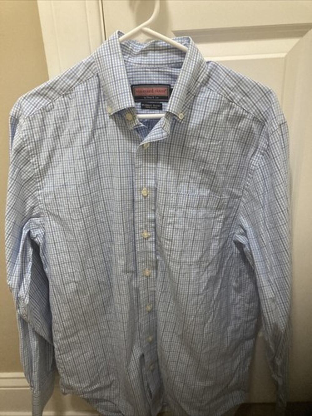 Vineyard Vines Men’s Murray Button Down Shirt, Size Small, Blue Gingham W/Pocket